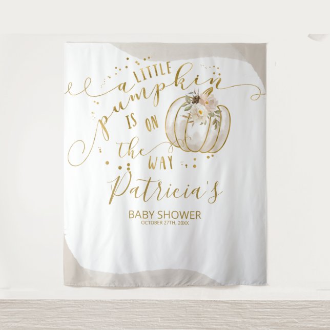 Tapete De Parede Um Fundo para Chá de Bebê Pequena Abóbora (Frente)