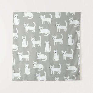 Tapete De Parede Um padrão de gatos bonitinho, design brincalhão.