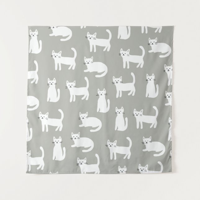 Tapete De Parede Um padrão de gatos bonitinho, design brincalhão. (Frente)