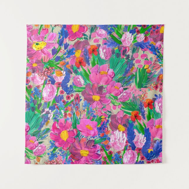 Tapete De Parede Um padrão perfeito com flores bonitas. Watercolo (Frente)