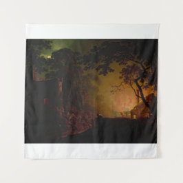 Tapete De Parede Uma cabana em chamas à noite Joseph Wright de Derb