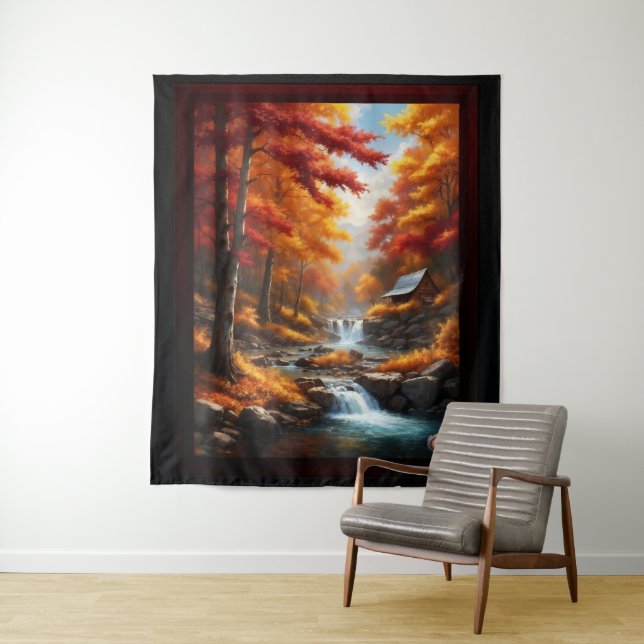 Tapete De Parede Uma Cabine no outono Woods AI Concept Art de Xzend (In Situ)