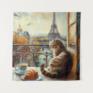Tapete De Parede Uma manhã em Paris Ginger Cat em um café