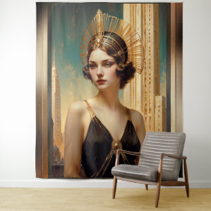 Tapete De Parede Uma visão da arte Deco Elegance AI Art de Xzendor7