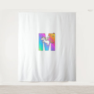 Tapete De Parede Unicorn Monograma - Letra M Meninas Cutas Iniciais