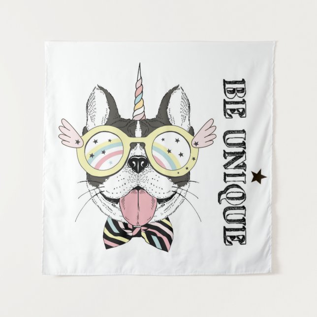 Tapete De Parede Unicórnio do buldogue francês (Frente)