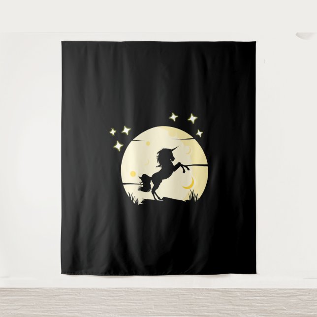 Tapete De Parede Unicórnio Em Frente À Lua (Frente)