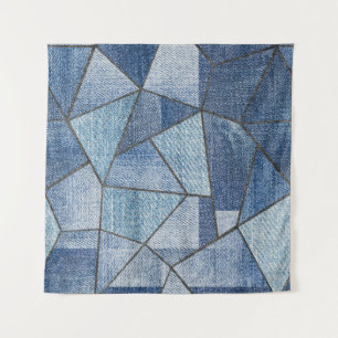 Tapete De Parede Urbano Denim: Design de Patchwork com Distúrbios