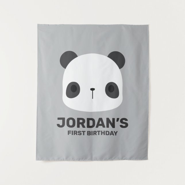Tapete De Parede Ursa Panda Fofa com Nome Personalizado (Frente)