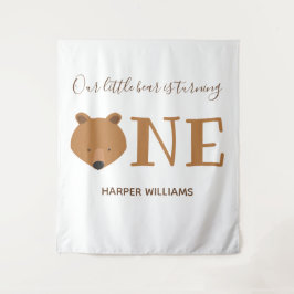 Tapete De Parede Ursinho Comemorando o Primeiro Aniversário Fofinho