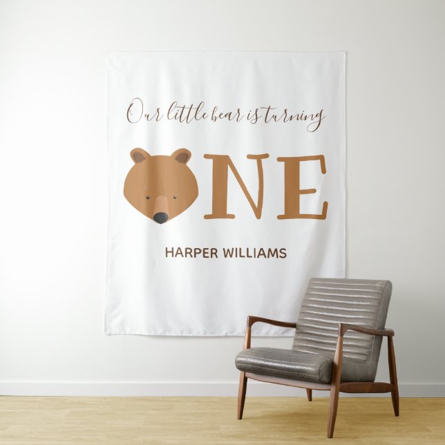 Tapete De Parede Ursinho Fazendo Um Aniversário de Primeiro Ano de  (In Situ)