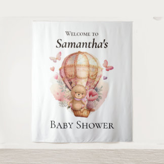 Tapete De Parede Ursinho Foral Rapariga Balão Chá de fraldas