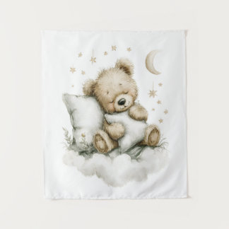 Tapete De Parede Urso bebê doce dormindo profundamente em nuvens fo