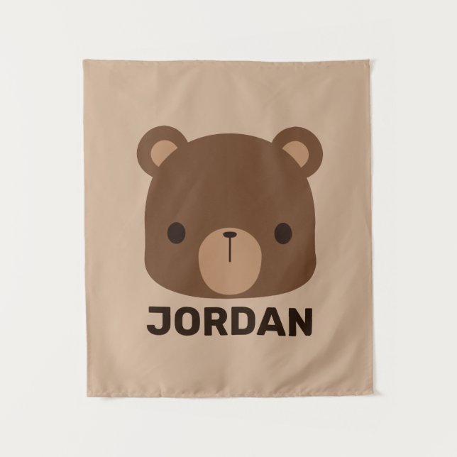 Tapete De Parede Urso Castanho Bonito com Nome Personalizado (Frente)