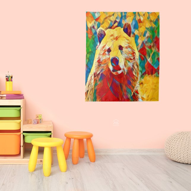 Tapete De Parede Urso de Aquarela Colorida (Criador carregado)