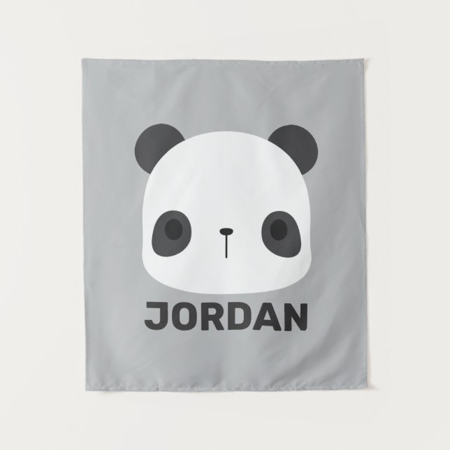Tapete De Parede Urso Panda Bonito com Nome Personalizado (Frente)