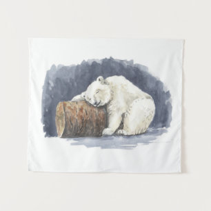 Tapete De Parede Urso polar dormindo, arte aquarela