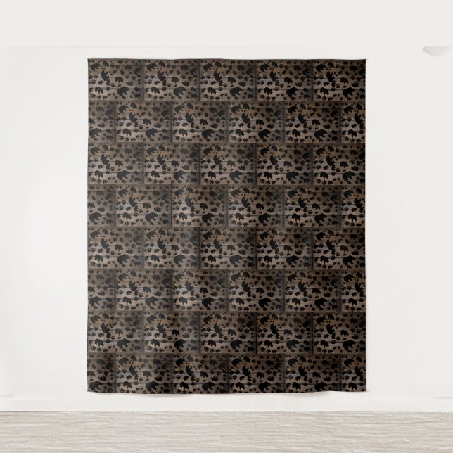 Tapete De Parede Urso Preto - Pinturas Pretas (Frente)