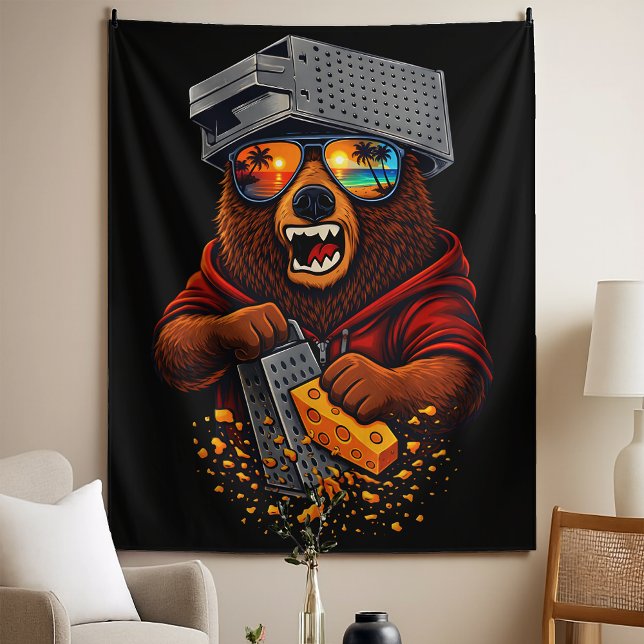 Tapete De Parede Urso Retro Com Chapéu Espeto de Queijo e Óculos de (Criador carregado)