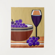 Uvas e vinho em Maroon e Tan