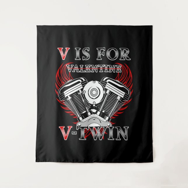 Tapete De Parede V is for Valentine, V-Twin Motorcycle. Biker (Frente)