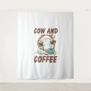 Tapete De Parede Vaca e café, garota ocidental engraçada