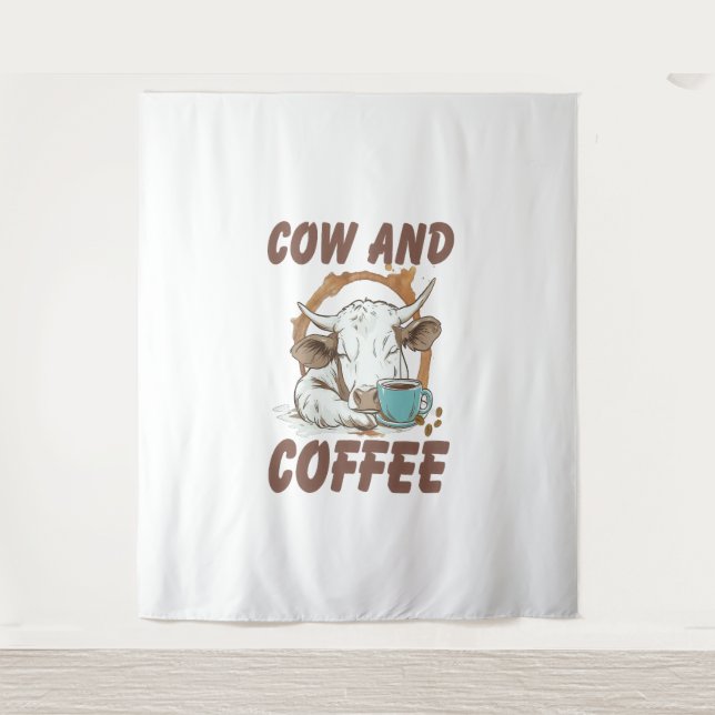 Tapete De Parede Vaca e café, garota ocidental engraçada (Frente)