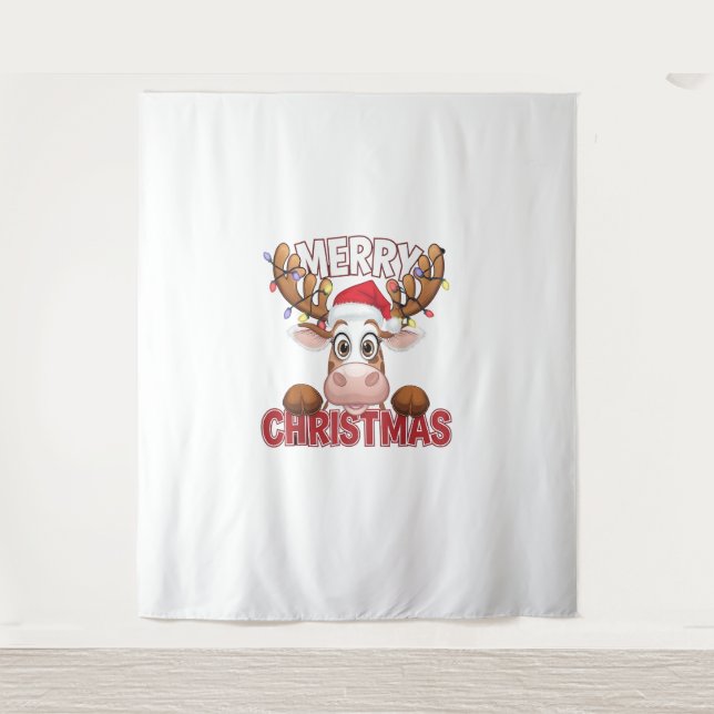 Tapete De Parede Vaca Peek-a-Boo Feliz Natal (Frente)