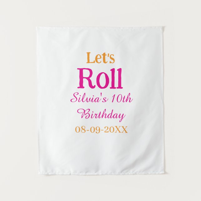 Tapete De Parede Vamos rolar feliz aniversário de 10 anos adicionar (Frente)