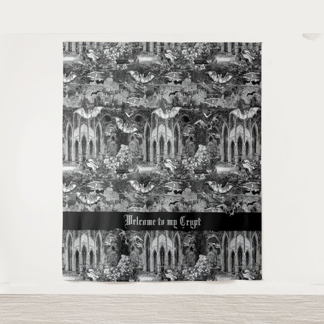 Tapete De Parede Vampiros Góticos Cena de Gravidez Cripta com Bats (Frente)