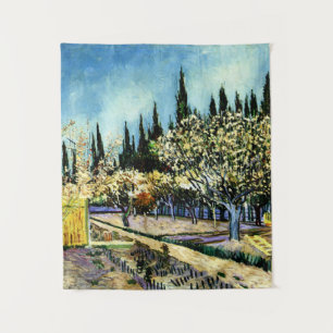 Tapete De Parede Van Gogh - Pomar cercado por ciprestes