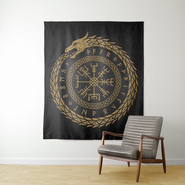 Tapete De Parede Vegvisir Círculo de Runas da Serpente Nórdica Desi (In Situ)
