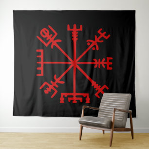 Tapete De Parede Vegvísir Vermelho Sangue (Bússola Viking)
