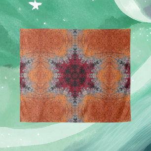 Tapete De Parede Vermelho de Mandala Digital Laranja e Azul