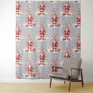 Tapete De Parede Vermelho e Azul Santa Toile Chinoiserie