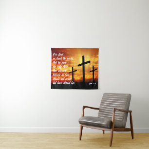TAPETE DE PAREDE VERSÍCULO BÍBLICO MODERNO JOÃO 3:16 PRESENTE CRIST