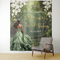 Vestido Verde Sage Princesa Marrom Sweet 16