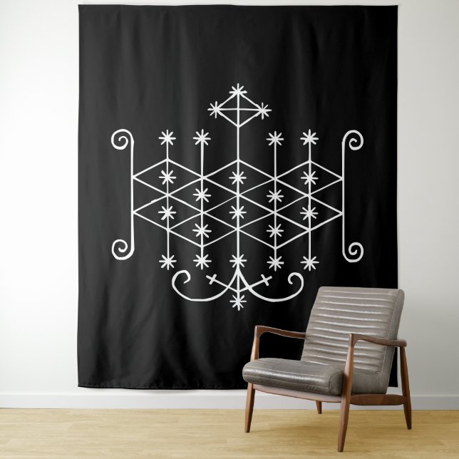 Tapete De Parede Veve Branco de Ogoun em Preto (In Situ)