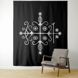 Tapete De Parede Veve Branco de Papa Legba em Preto