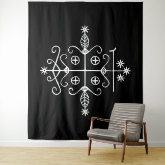 Tapete De Parede Veve Branco de Papa Legba em Preto