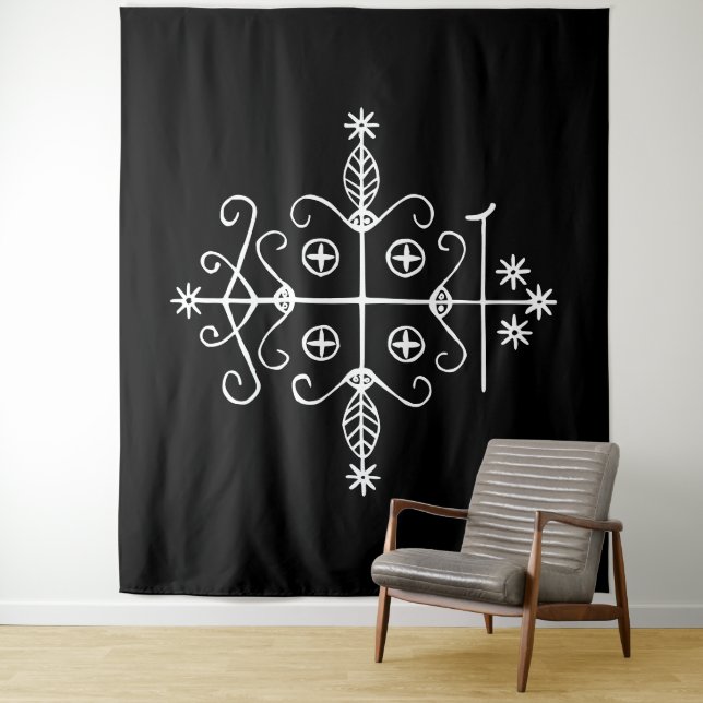 Tapete De Parede Veve Branco de Papa Legba em Preto (In Situ)