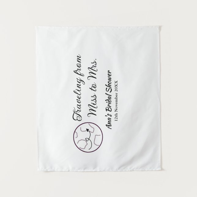 Tapete De Parede Viagem chá de noiva adicionar nome data senhorita  (Frente)