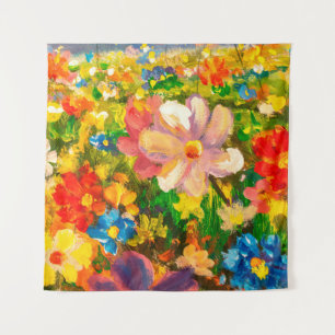 Tapete De Parede Vidro de pintura de grandes flores silvestres colo