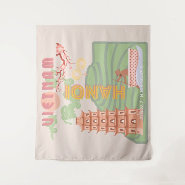 Tapete De Parede Vietnam Viagem Art, Vintage (Frente)