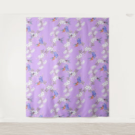 Tapete De Parede viintage birds purple botanical wallpaper