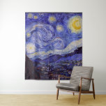 Tapete De Parede Vincent Van Gogh Starry Night Vintage Fine Art<br><div class="desc">Vincent van Gogh Starry Night Fine Art Painting Starry Night Starry Night é uma pintura do artista poste-impressionista holandês Vincent van Gogh. O céu azul à noite está cheio de nuvens, estrelas e uma lua crescente brilhante. A Noite Estrelada é a única noturna na série de visões da janela do...</div>