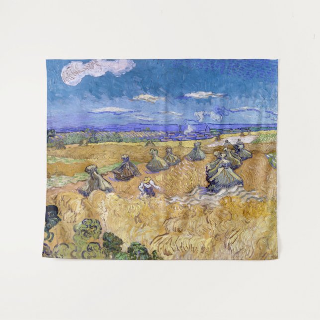 Tapete De Parede Vincent van Gogh - Wheat Stacks with Reapers (Frente (Horizontal))
