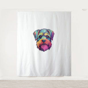 Tapete De Parede Vinheta Retro Neon Schnauzer Miniatura Brilhante