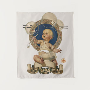 Tapete De Parede Vintage Baby Bubbles por J.C. Leyendecker Nursery
