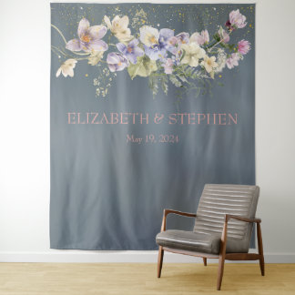Tapete De Parede Vintage Elegant Dusty Blue Floral Casamento